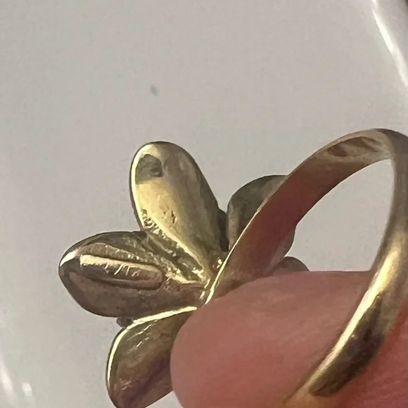 Vintage 10k (417) Yellow Gold 0.06ctw Diamond Lily Flower Cocktail Ring